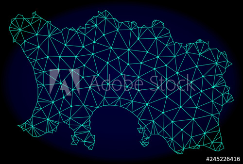 500x338 Polygonal Vector Mesh Map Of Jersey Island Connected Lines