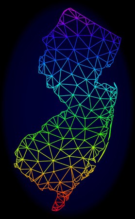 278x450 Rainbow Colored Mesh Vector Map Of New Jersey State Isolated