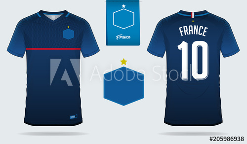 500x292 Set Of Soccer Jersey Or Football Kit Template Design For France