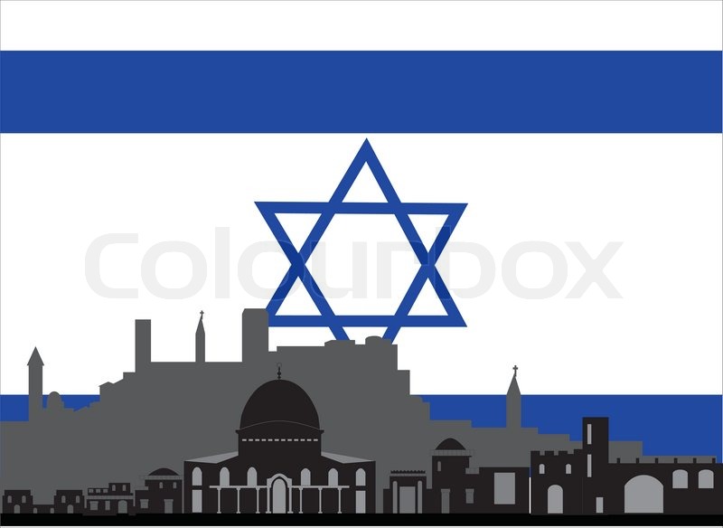 800x584 Jerusalem Skyline With Flag Of Davd Stock Vector Colourbox