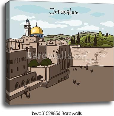 382x390 Jerusalem, Israel Old City Skyline, Canvas Print Barewalls