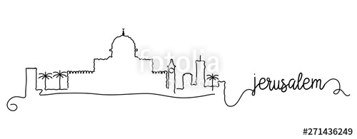500x195 Jerusalem City Skyline Doodle Sign Stock Image And Royalty Free
