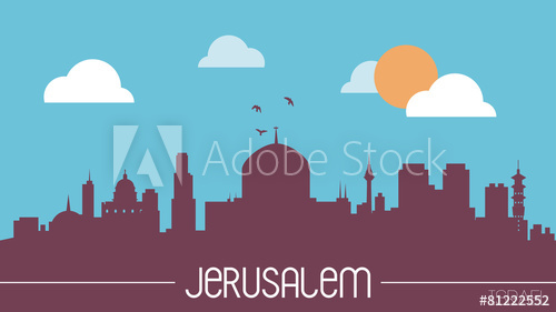 500x281 Jerusalem Israel Skyline Silhouette Flat Design Vector