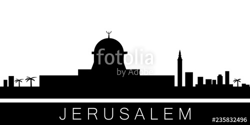 500x250 Jerusalem Detailed Skyline Vector Postcard Illustration Stock