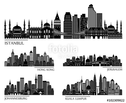 500x407 Skyline Detailed Silhouette Set