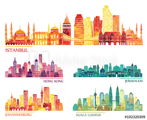 500x406 Skyline Detailed Silhouette Set