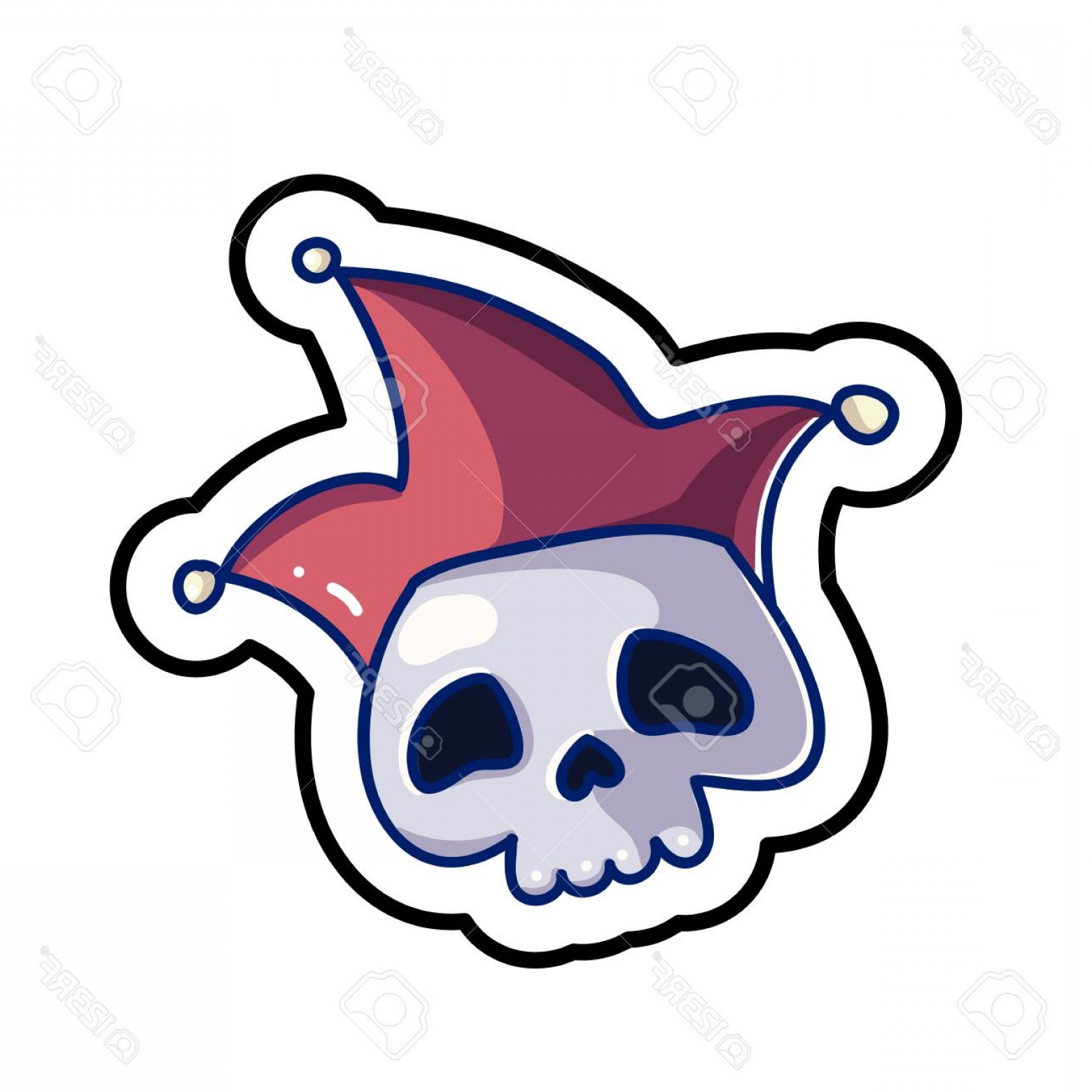 1560x1560 Photostock Vector Fashion Patch Skull Badge With Jester Hat Old