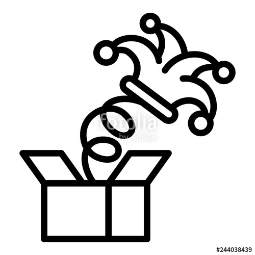500x500 Spring Box Jester Hat Icon Outline Spring Box Jester Hat Vector