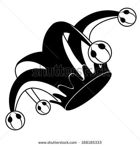 450x470 Jester's Hat In Black And White Vector, Grouped For Easy