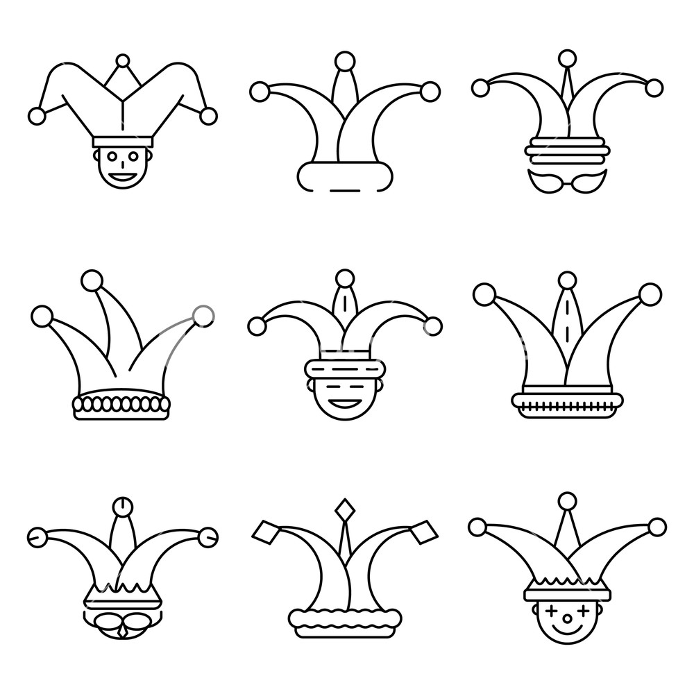 1000x1000 Jester Icon Set Outline Set Of Jester Vector Icons For Web Design