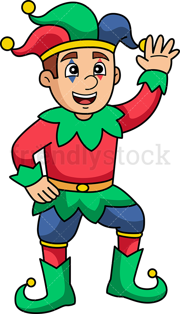 574x1000 Medieval Court Jester Cartoon Clipart Vector