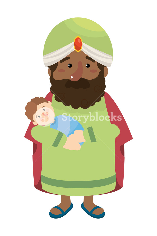 667x1000 Christmas Nativity Scene Wise Man With Baby Jesus Cartoon Vector