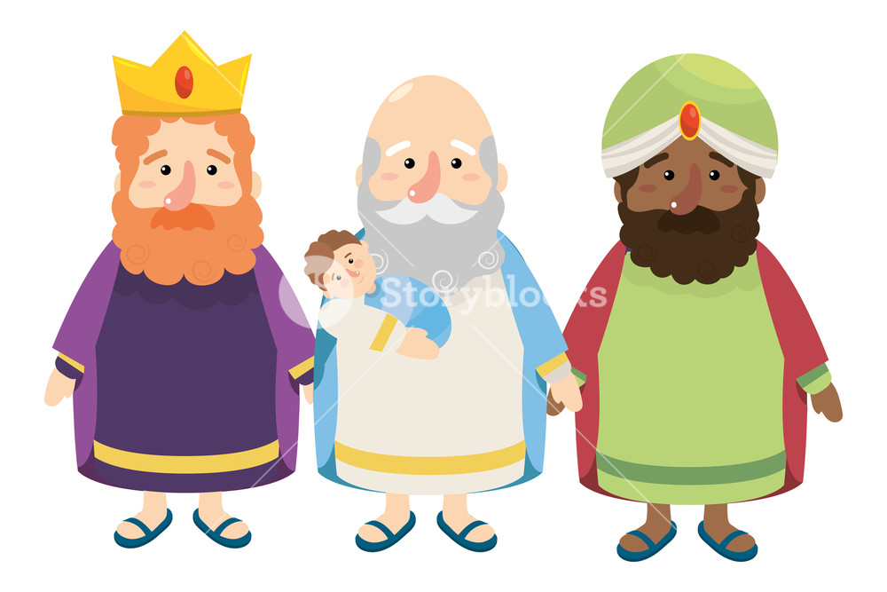 1000x667 Christmas Nativity Scene Wise Men With Baby Jesus Cartoon Vector