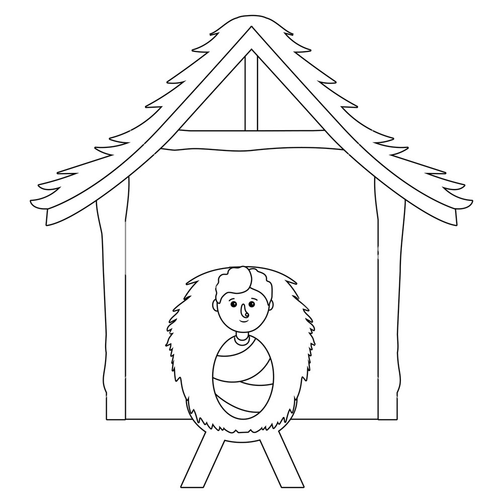 1000x1000 Nativity Scene Baby Jesus Cartoon Vector Illustration Graphic
