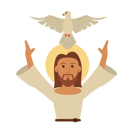450x450 Jesus Christ With Dove Cartoon Vector Illustration Graphic Design