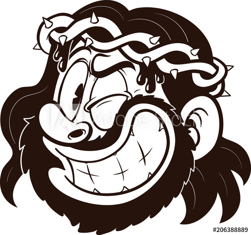 Retro Cartoon Winking Jesus With A Thorn Crown Vector Clip Art 500x469 Retro Cartoon Winking Jesus With A Thorn Crown Vector Clip Art