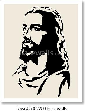 292x382 Jesus Face Silhouette, Art Print Barewalls Posters Prints