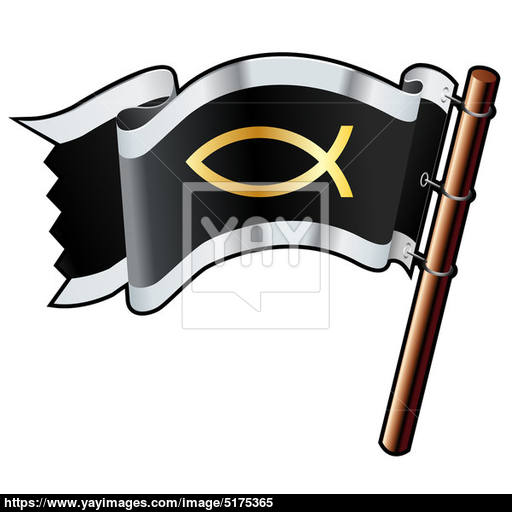 Jesus Fish On Pirate Flag Vector Image 512x512 Jesus Fish On Pirate Flag Vector Image