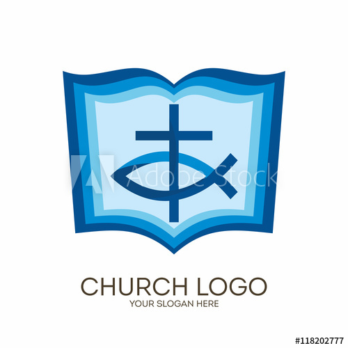 Church Logo Christian Symbols Bible, Cross And Jesus Fish 500x500 Church Logo Christian Symbols Bible, Cross And Jesus Fish