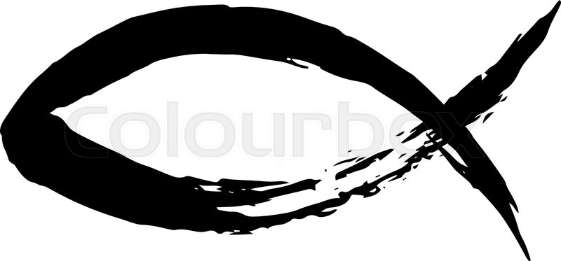 800x373 Fish Symbol Hand Painted With Ink Stock Vector Colourbox