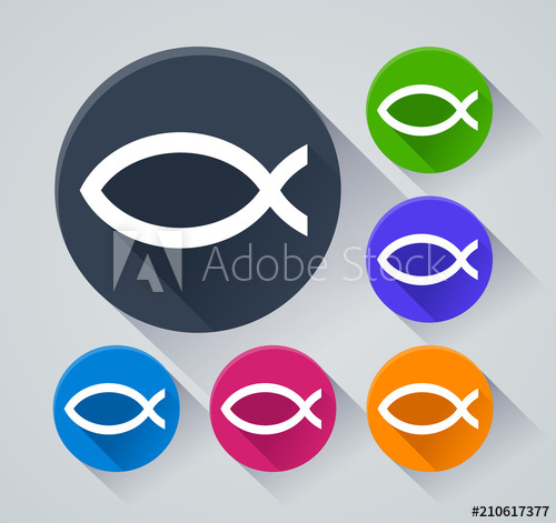 500x471 Jesus Fish Icons With Shadow