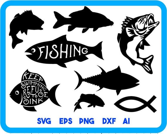 570x457 Fish Bundle For Cricut Cameo Fish Silhouette Bass Etsy