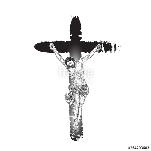 500x500 Jesus On Cross Painted With Ink Brush Son Of God Jesus Christ