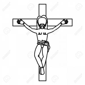 300x300 Photostock Vector Jesus Christ Crucifixion Cross Sacred Outline
