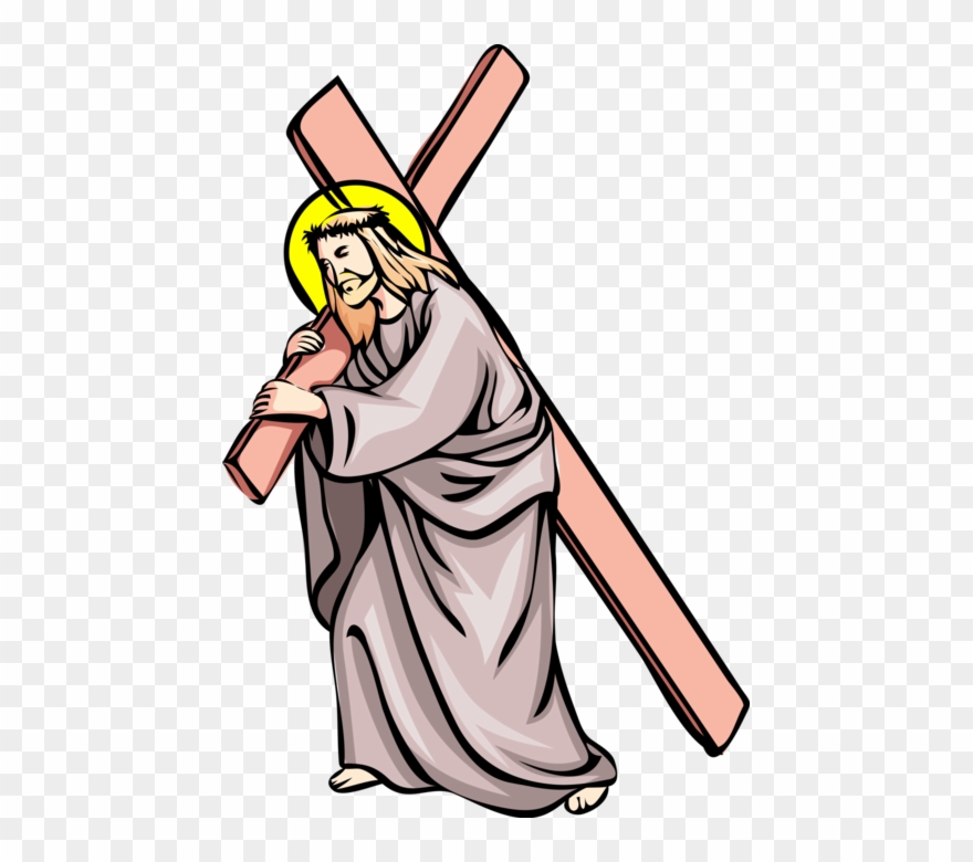 880x780 Vector Illustration Of Jesus Christ Carries Cross To Clipart