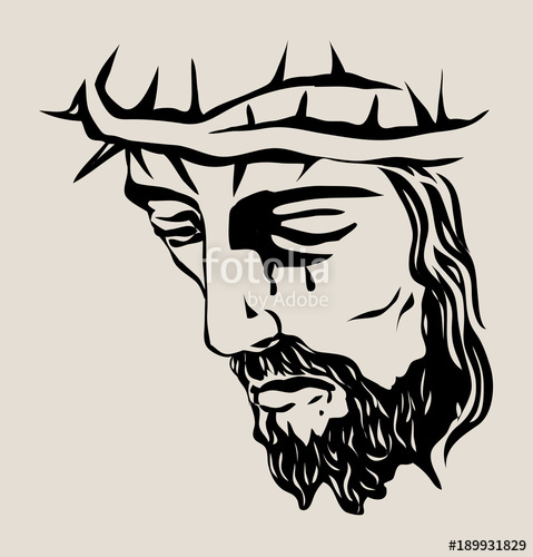 479x500 Jesus Christ Face, Art Vector Sketch Drawing Design Stock Image