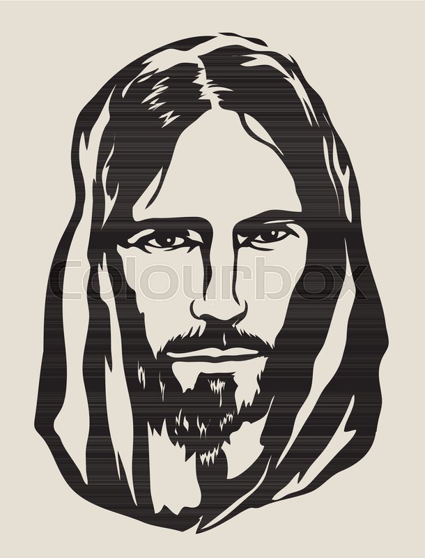 610x800 Jesus Face Silhouette, Art Vector Stock Vector Colourbox