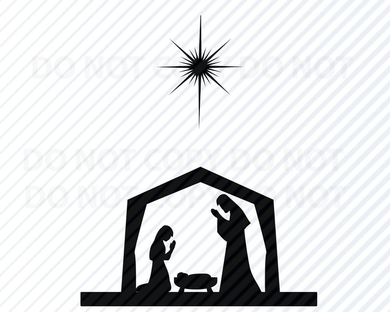 794x635 Christmas Nativity Silhouette Baby Jesus Vector Images Etsy