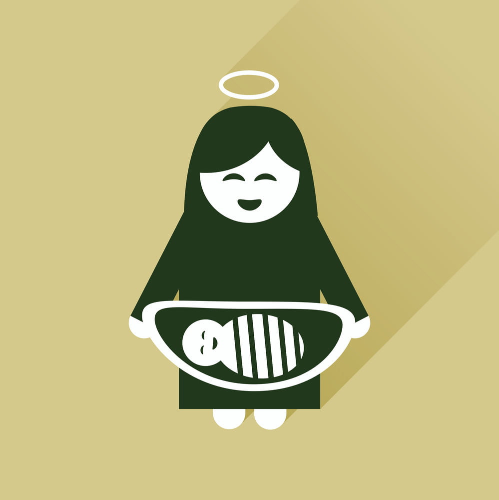 999x1000 Flat Icon With Long Shadow Virgin Mary And Jesus Vector