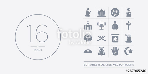 500x250 Vector Icons Set Such As Islam, Jainism, Jesus, Jewish, Jihad