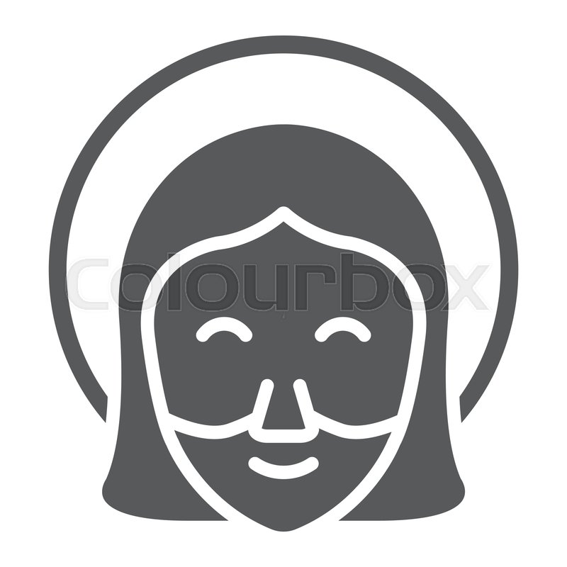 800x800 Jesus Glyph Icon, Portrait And Christ, Stock Vector Colourbox