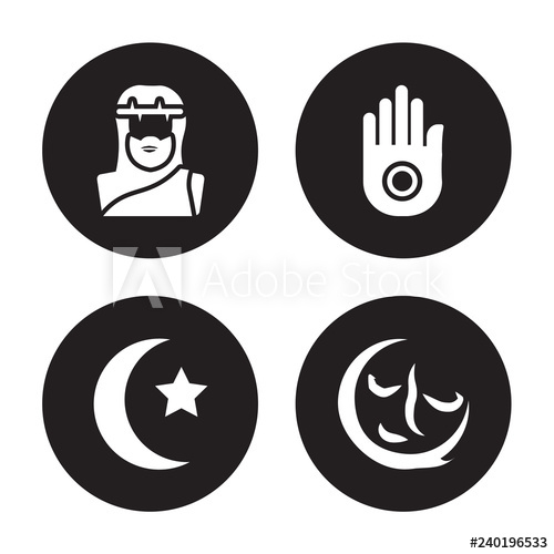 500x500 Vector Icon Set Jesus, Islam, Jainism, Indulgence Isolated