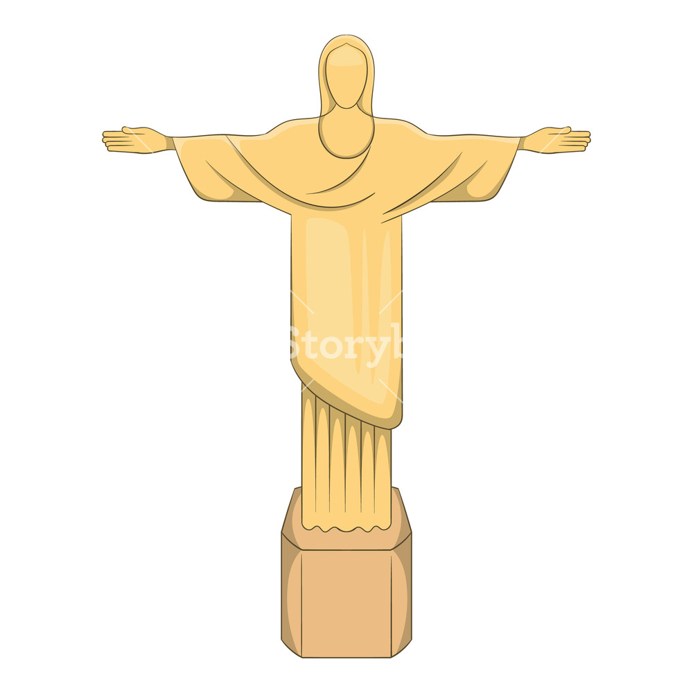 1000x1000 Statue Of Jesus Christ, Rio De Janeiro Icon Cartoon Illustration