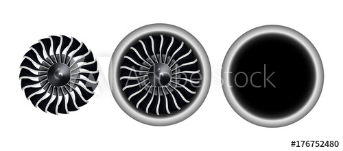 500x221 Realistic Turbo Jet Engine Of Airplane Vector Illustration