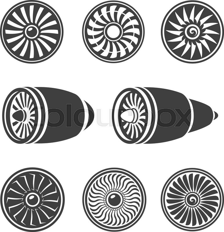 773x800 Turbines Icons Set, Airplane Engine Stock Vector Colourbox