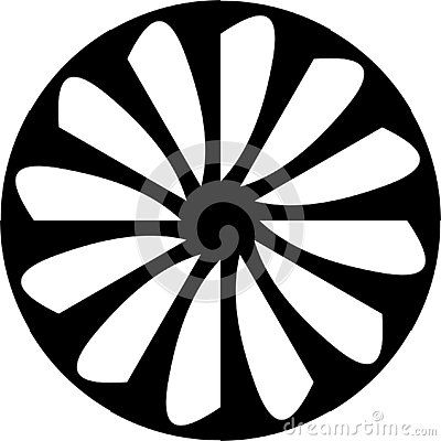 400x400 Vector Monochrome, Geometric,rounded Jet Engine Fan A Modern