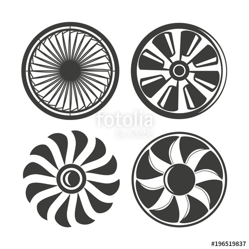500x500 Wind Turbine, Jet Engine, Engine Blade Icons Stock Image