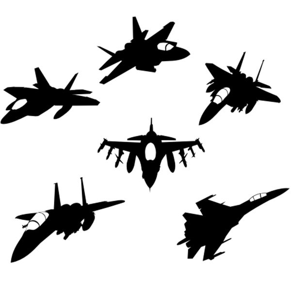 600x600 Free Download Jet Fighter Silhouettes Vectors Stencils Plane
