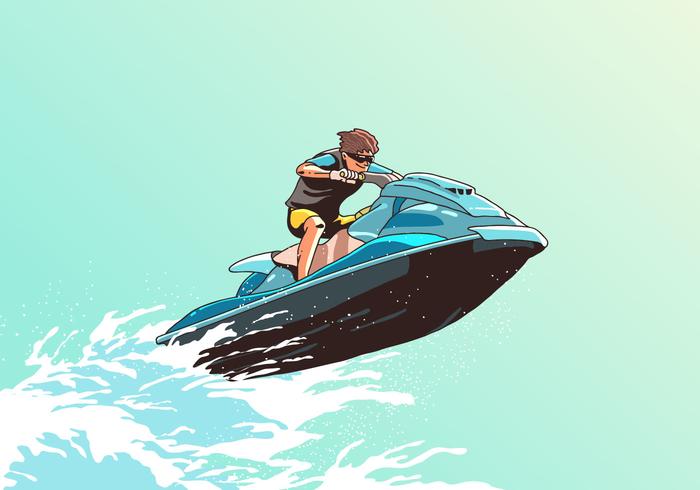 700x490 Wave Jumping Jet Ski Vector