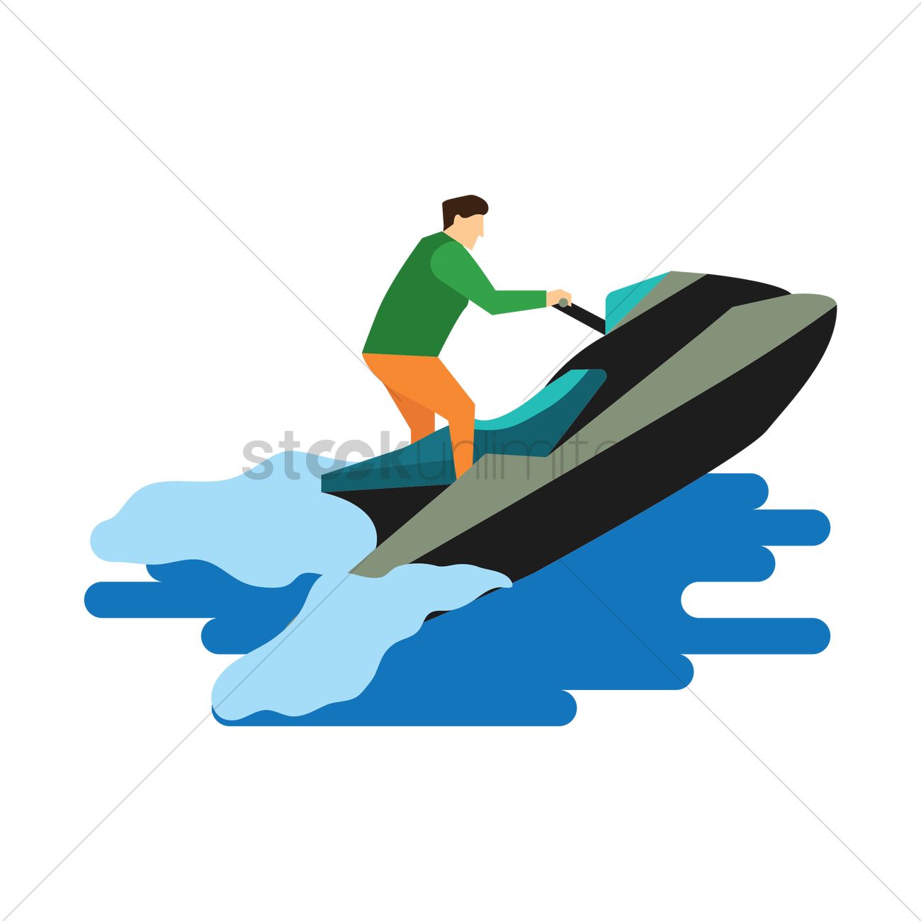 1300x1300 Jet Skiing Vector Image