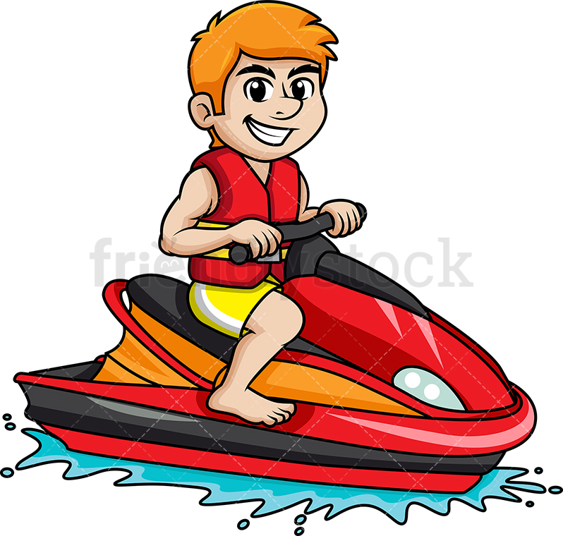 798x760 Man Riding Jet Ski Cartoon Vector Clipart