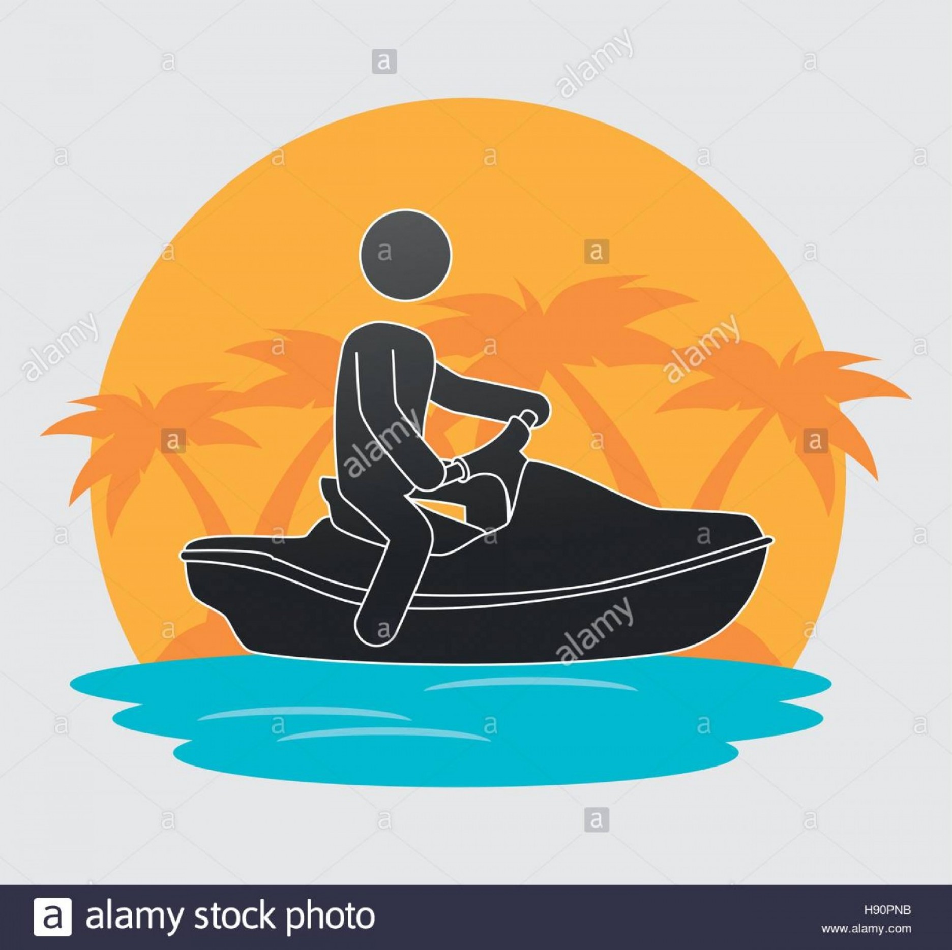 1872x1869 Stock Photo Silhouette Man Jet Ski Beach Background Vector