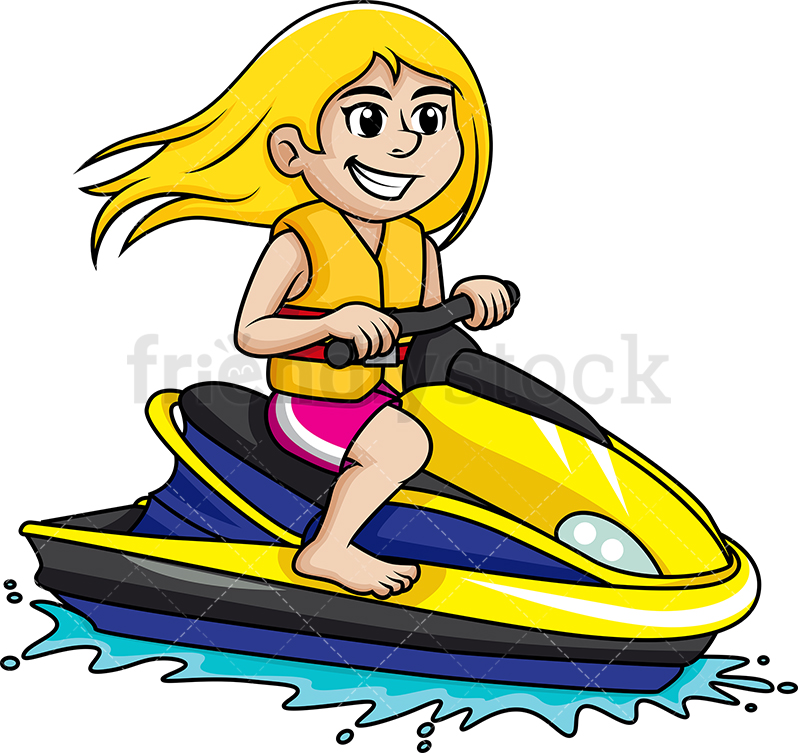 798x753 Woman Riding Jet Ski Cartoon Vector Clipart