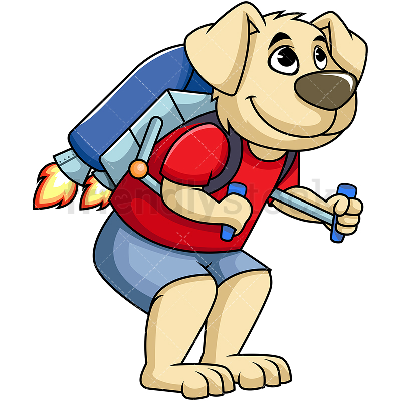 800x800 Dog Mascot Wearing Jetpack Cartoon Vector Clipart