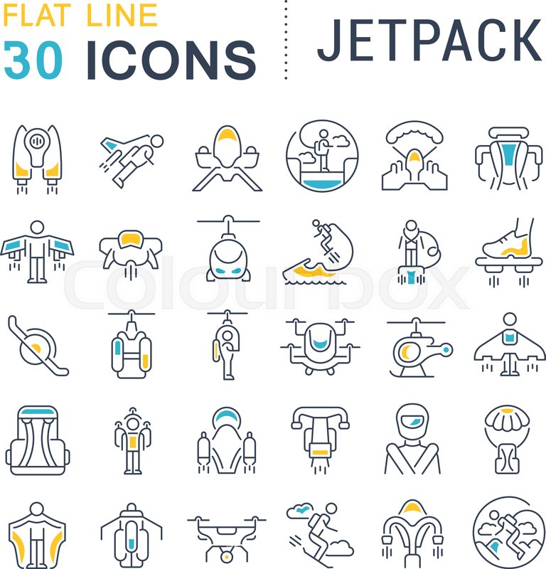 768x800 Set Of Vector Line Icons Of Jetpack Stock Vector Colourbox