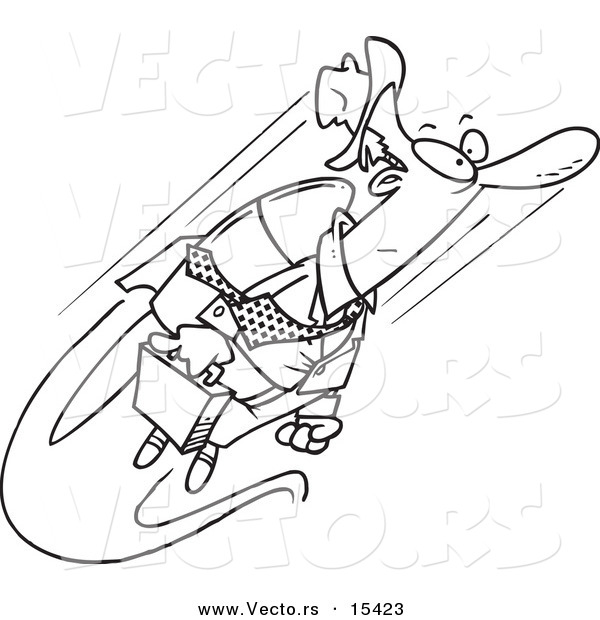 600x620 Vector Of A Cartoon Businessman Flying With A Jetpack